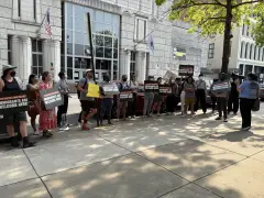 Protesters call for the release of Philly asylum seeker